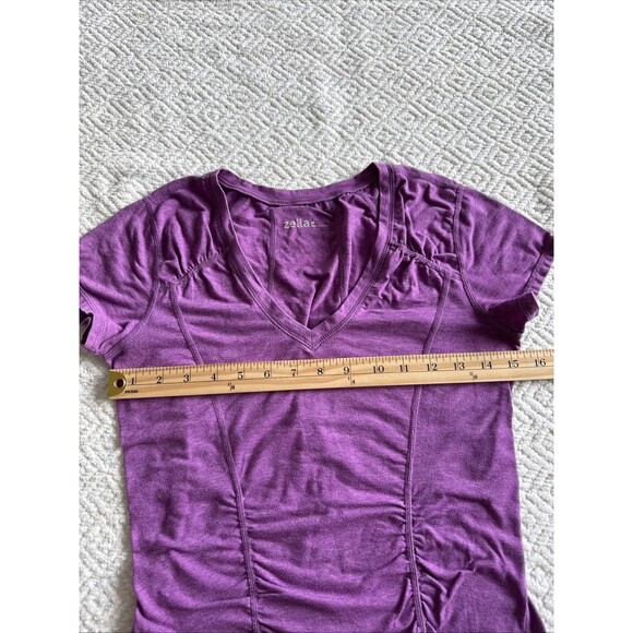 Zella Purple Ruched Active Tee Women's Size M - Picture 3 of 6